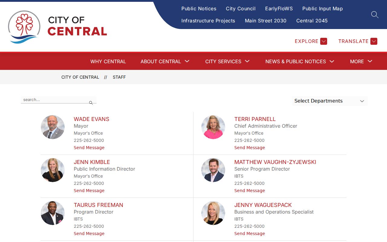 Central city directory municipal staff search