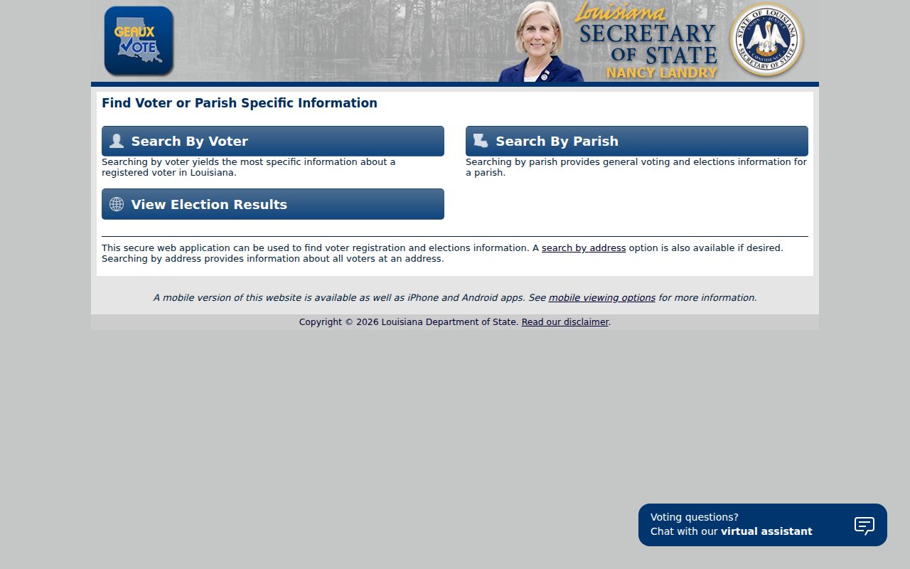 Central residents directory Louisiana voter portal