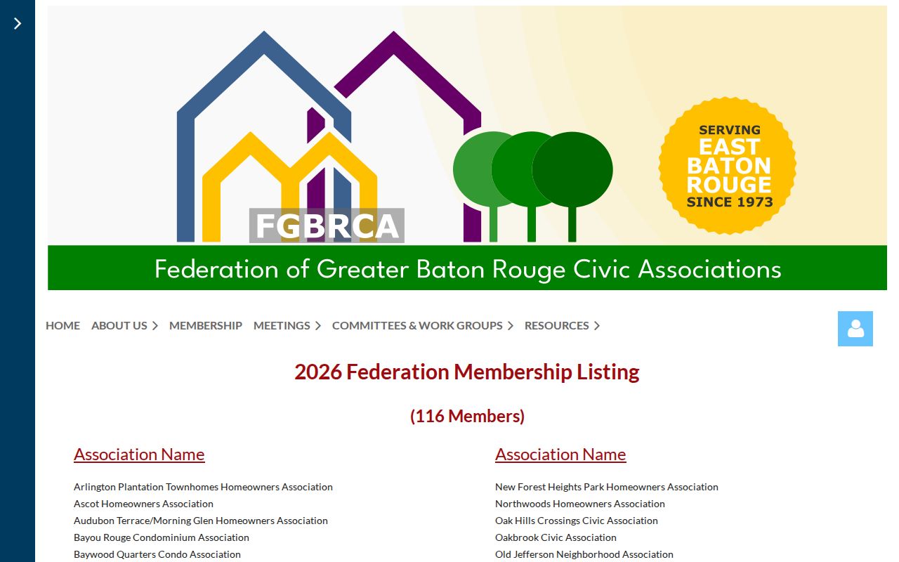 Civic association membership listing with groups serving Central neighborhoods
