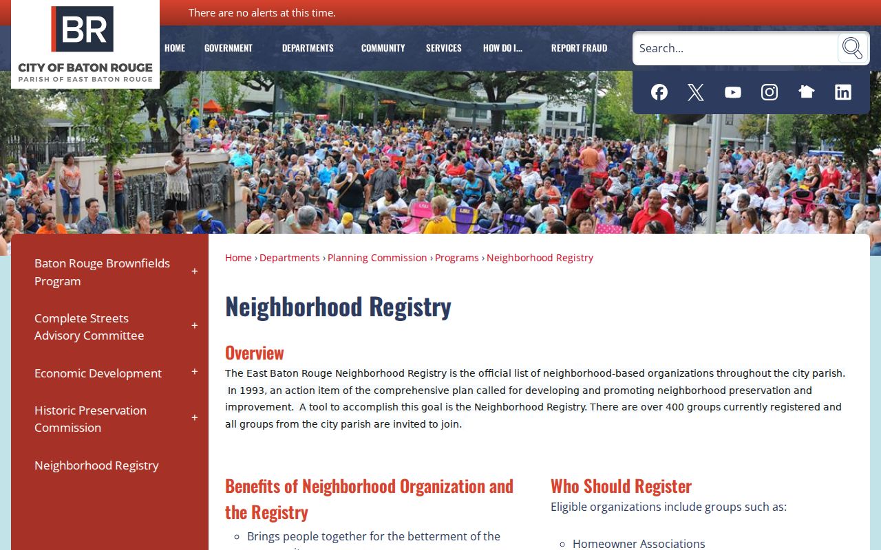 East Baton Rouge Neighborhood Registry for civic groups near Central neighbors
