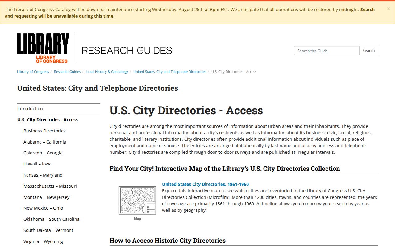 Central previous residents city directory research method