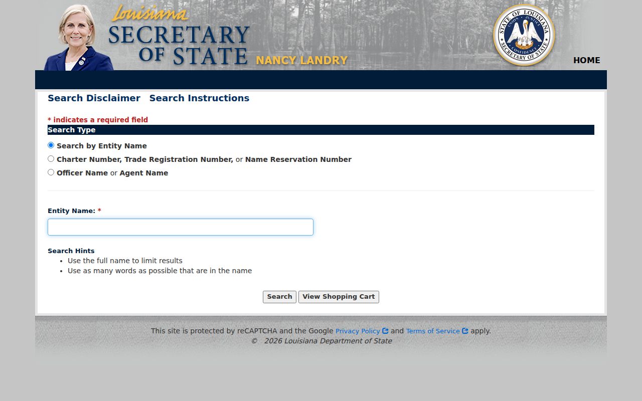 Louisiana business entity and agent search for a Central name