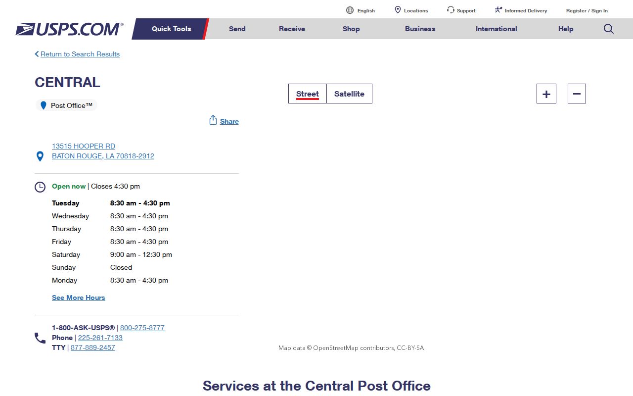 Central ZIP code directory post office details